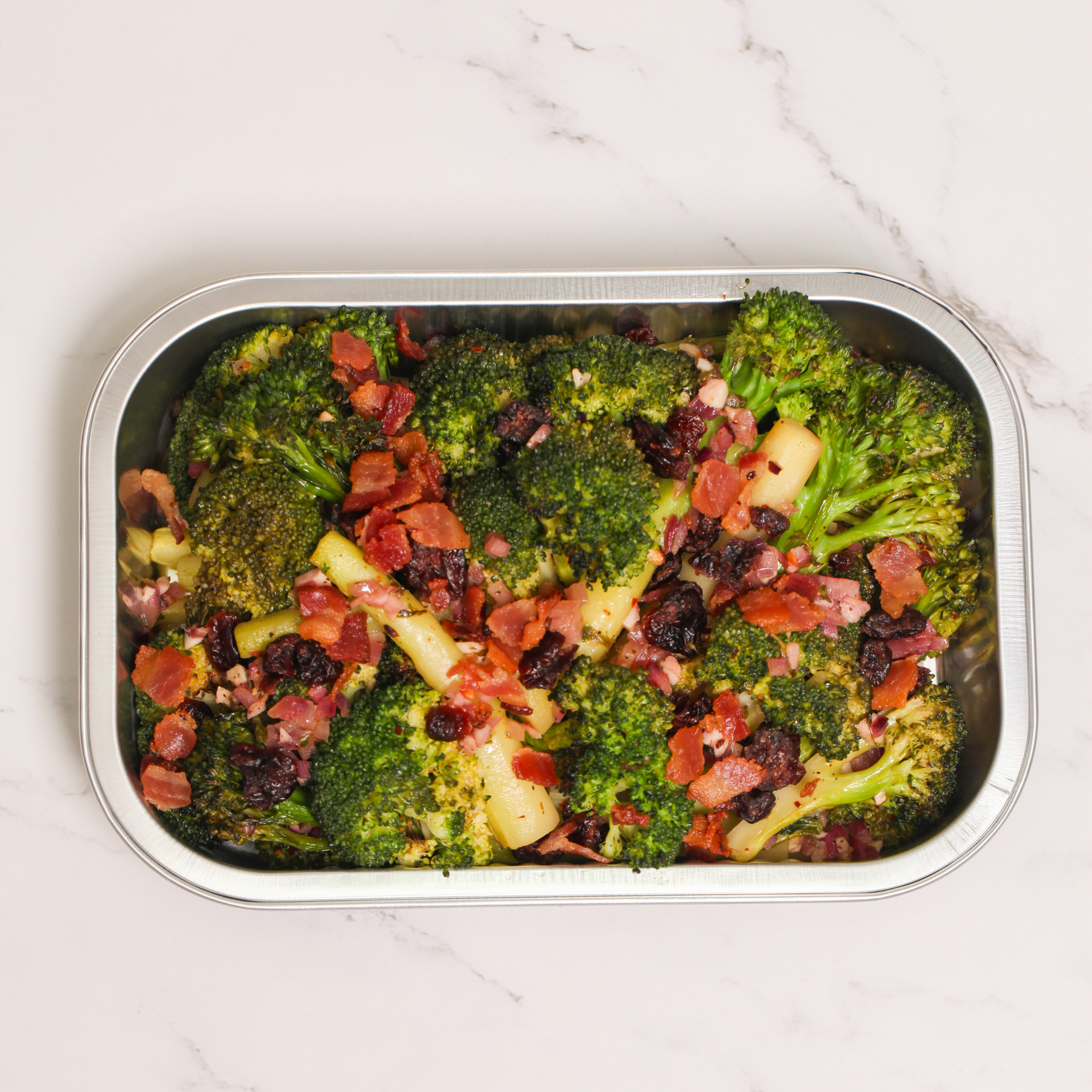 Chili garlic broccolini with bacon and shallot vinaigrette